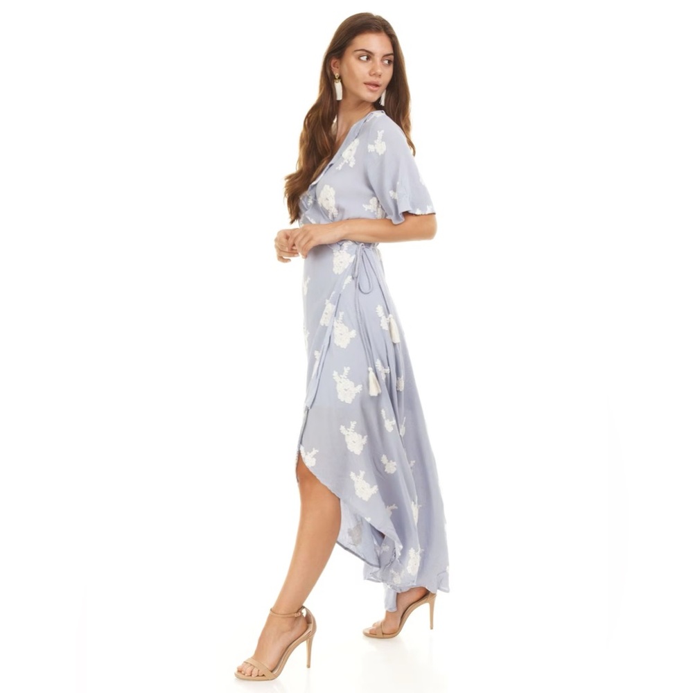 New Lost and Wander Iris Embroidered Wrap Maxi Dress - Picture 4 of 5